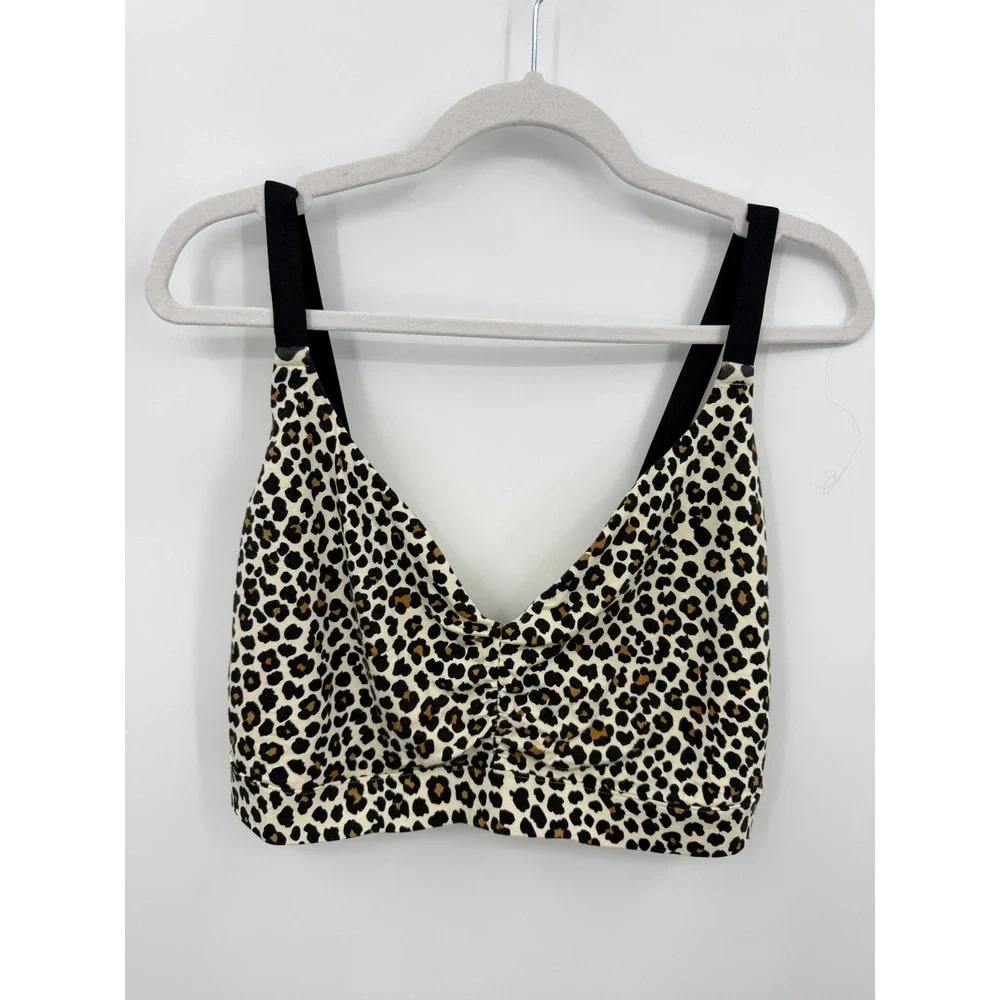 MeUndies Curvy Bralette Women 3X Leopard Animal Print Micromodal V-Neck Ruched